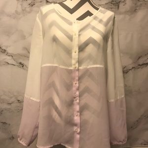 White and Pink Sheer Blouse Banana Republic SizeL